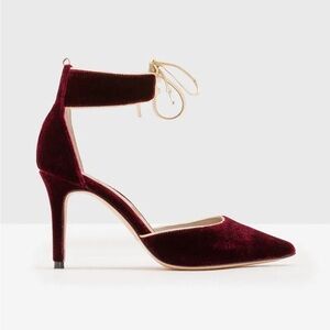Boden Sabrina Heels Burgundy Velvet NWT